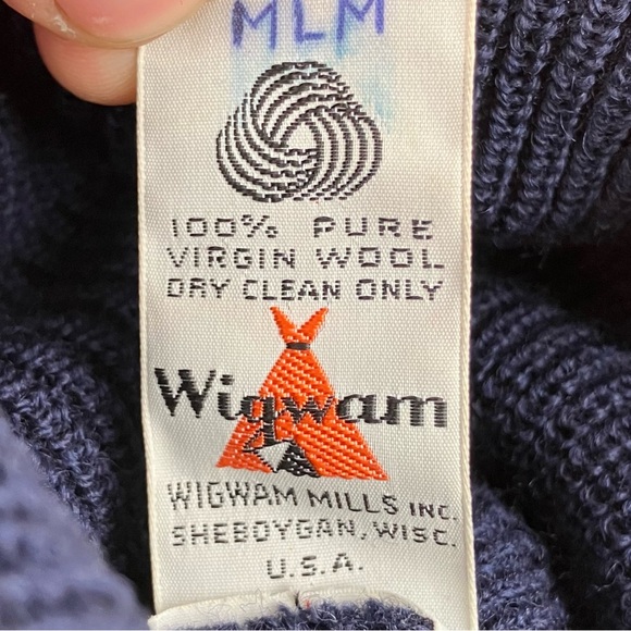 Vintage Wigwam Winter Beanie Hat 100% Pure Virgin Wool Navy Blue Made In USA - Picture 10 of 12